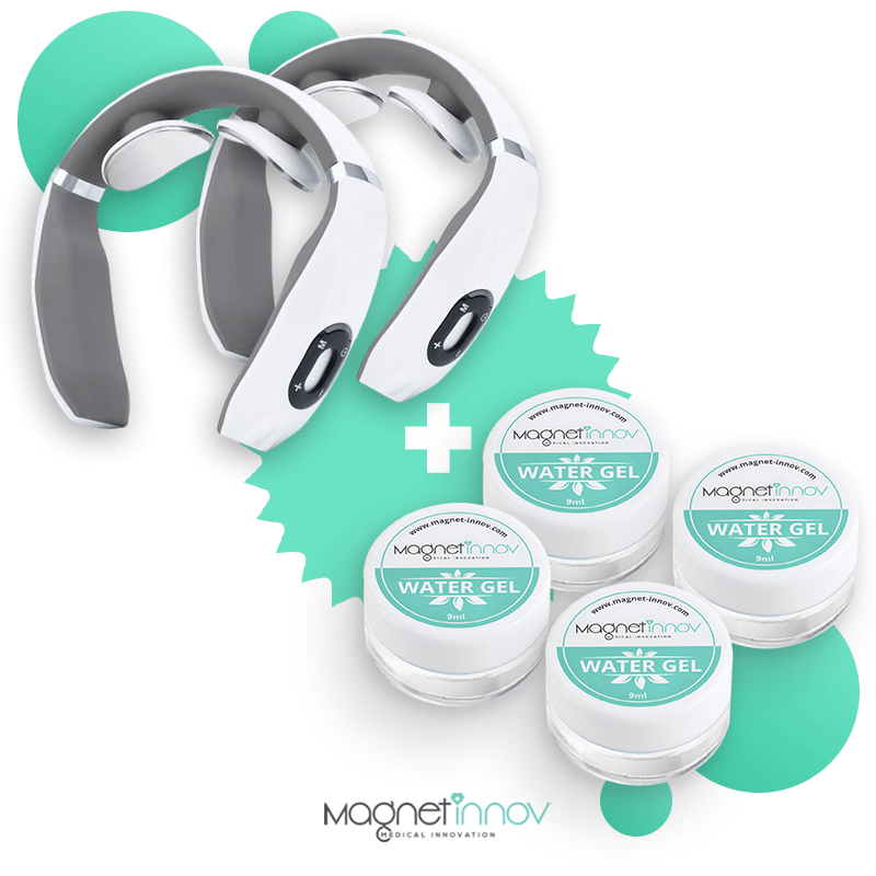 Pack : 2 Masseurs Cervical Intelligent + Gel Apaisant Piles standards + 4 pcs gel 