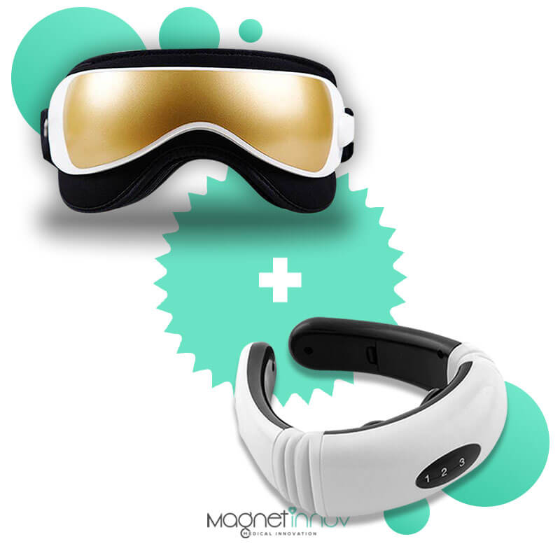 Pack : 1 Masseur Oculaire + 1 Masseur Cervical Thérapeutique Doré 